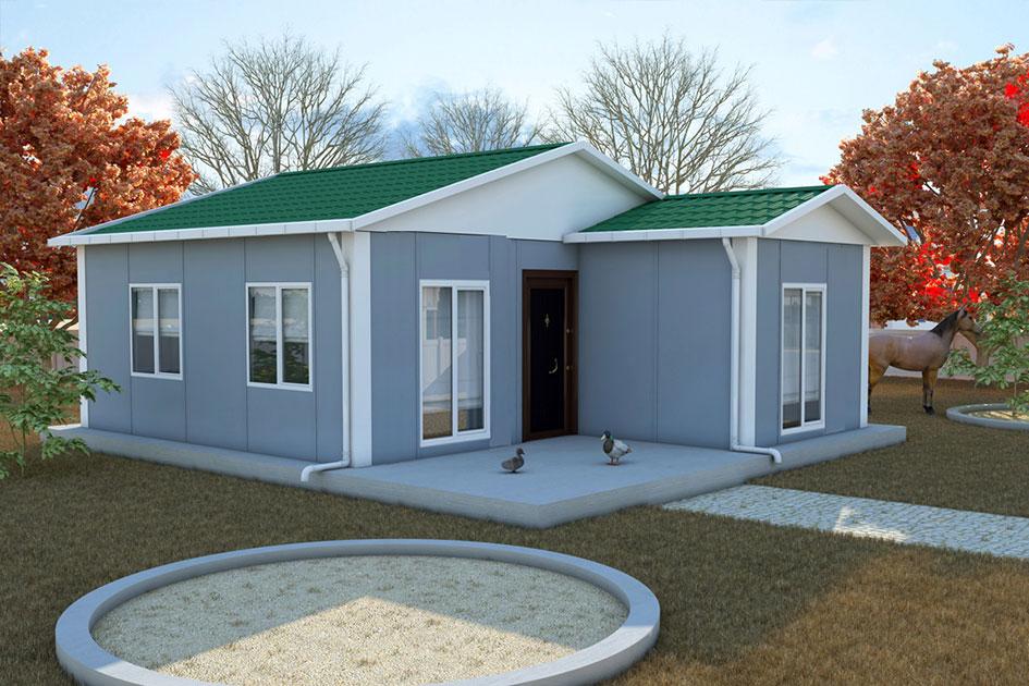 Net kullanım alanı 49 m2 olan Deniz Prefabrik villa 